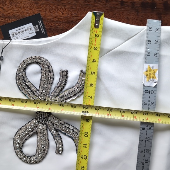 White Rhinestone embellished Bloomingdale's cocktail dress Small - Picture 17 of 17